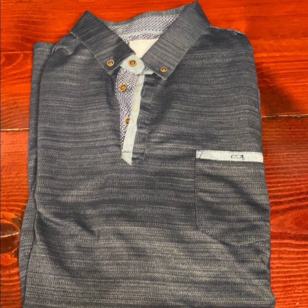 Collared gray/blue shirt